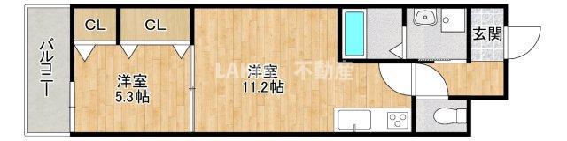 フジパレス今川公園V番館(1LDK/1階)の間取り写真