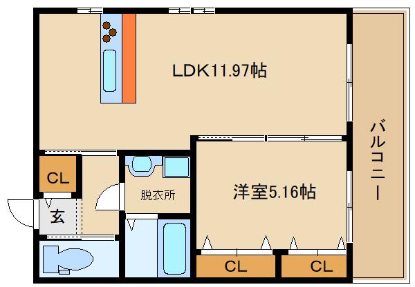 フルーリア(1LDK/3階)の間取り写真