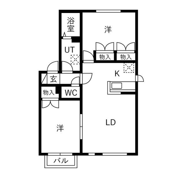ベルコリーヌ月寒東(2LDK/2階)の間取り写真