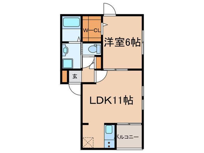 PRENDRE K(1LDK/2階)の間取り写真