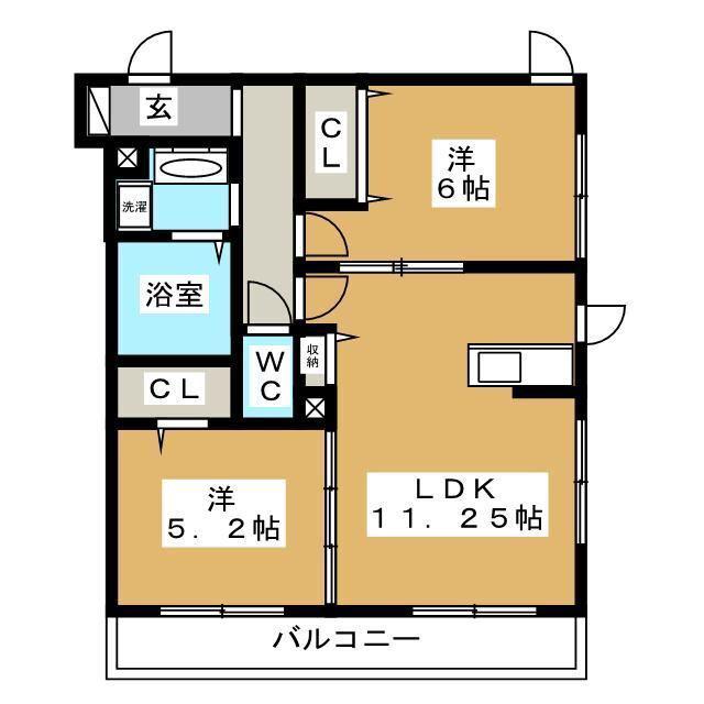 アリエス(2LDK/1階)の間取り写真