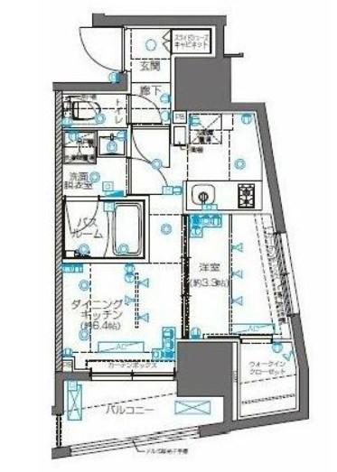ズーム横浜桜木町(1DK/2階)の間取り写真