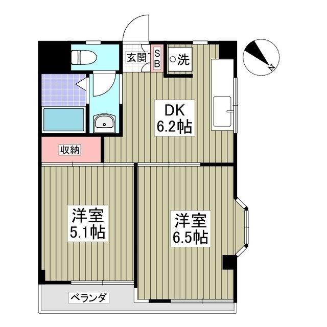 第一登美ビル(2DK/4階)の間取り写真