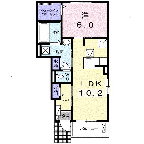 モンド・ノワール(1LDK/1階)の間取り写真