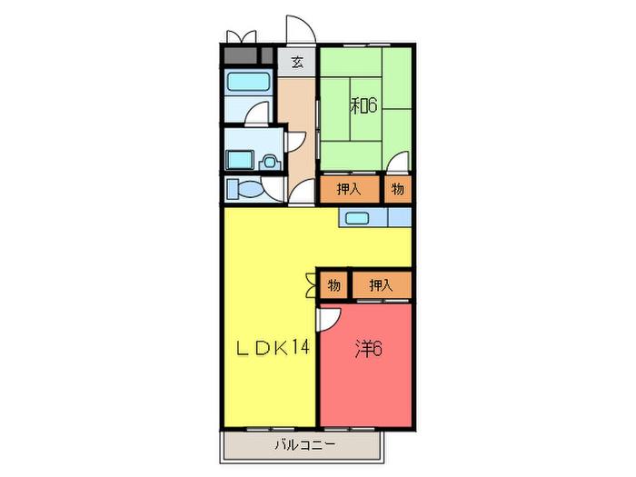 プレジオ王塚台(2LDK/1階)の間取り写真