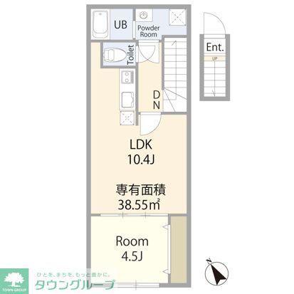 エテルノヴァローレ一之江(1LDK/2階)の間取り写真