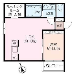 ETSUBO長後(1LDK/2階)の間取り写真