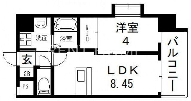 カウニス巽北(1LDK/7階)の間取り写真