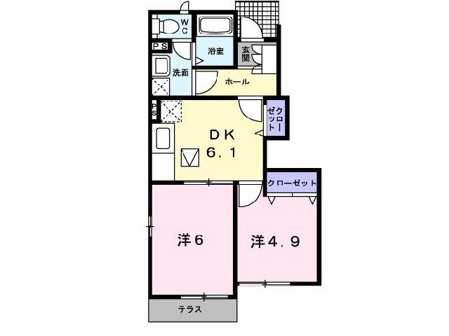 ラパヌイ(2DK/1階)の間取り写真