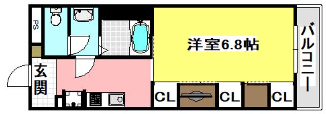 リブリ・吹田藤が丘(1K/1階)の間取り写真
