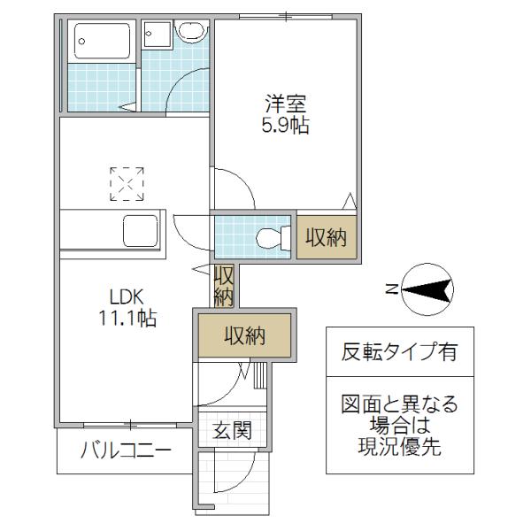 JR常磐線 水戸駅 車で22分 2階建 築11年(1LDK/1階)の間取り写真