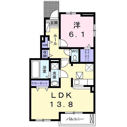 シャインヒルズ(1LDK/1階)の間取り写真