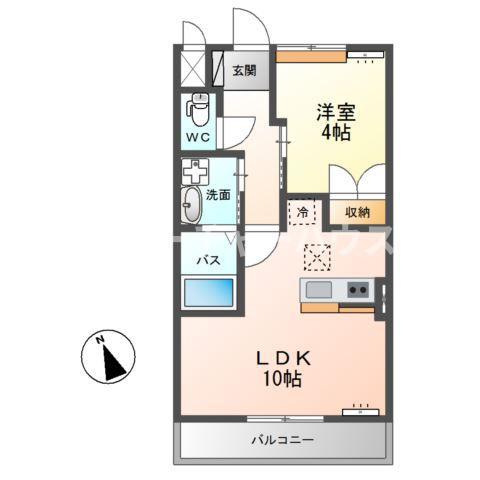 サニーコート1(1LDK/1階)の間取り写真