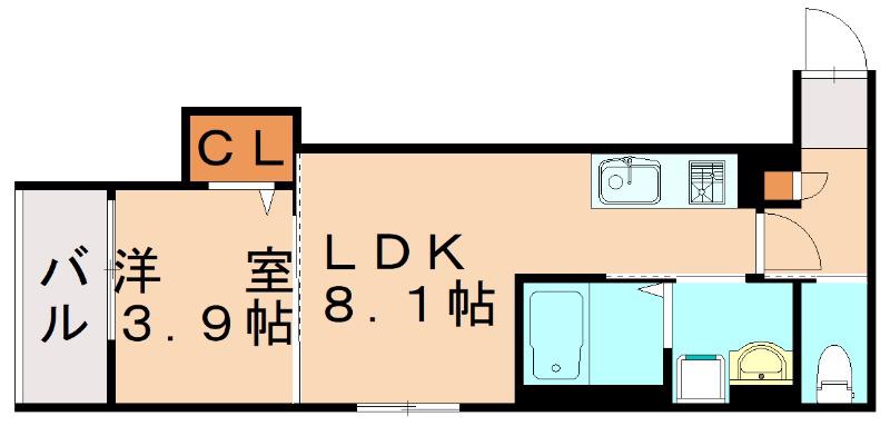 ROBOT HOME 吉塚(1LDK/3階)の間取り写真