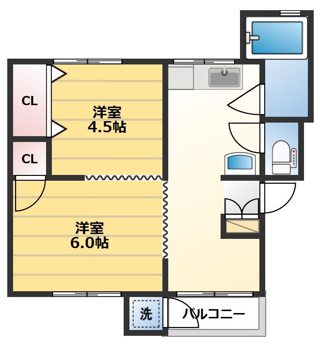寺田マンション(1DK/2階)の間取り写真