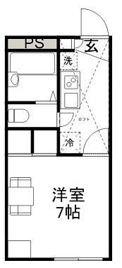 クレール八千代台(1K/1階)の間取り写真