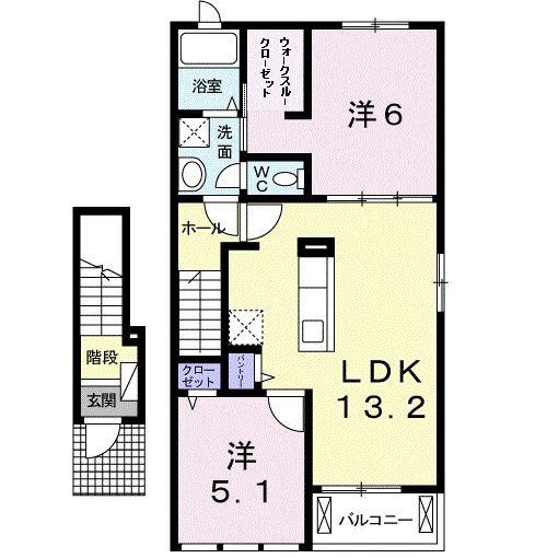 パストラリI(2LDK/2階)の間取り写真