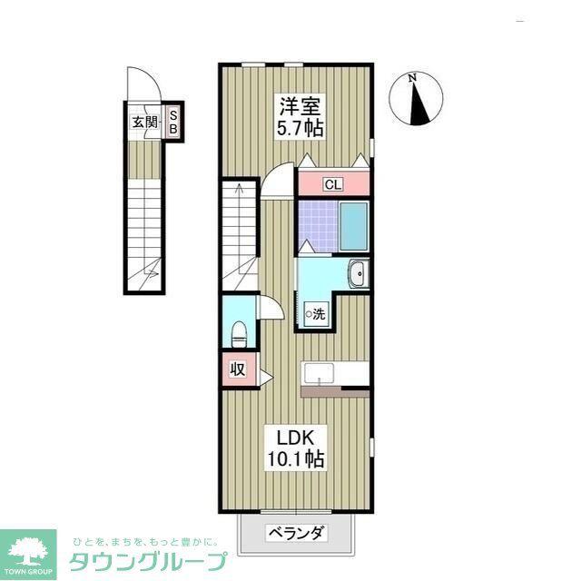 マーベラス スクエア I(1LDK/2階)の間取り写真