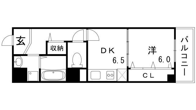 西鈴蘭台シティコート(1DK/10階)の間取り写真