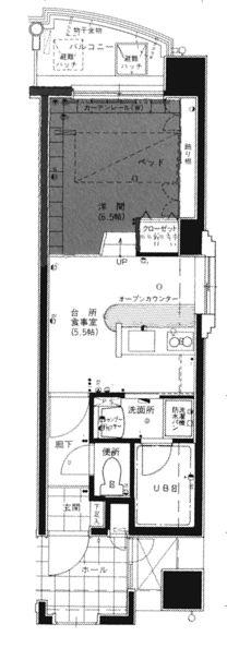 フレックス大濠公園(1DK/7階)の間取り写真