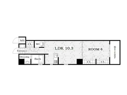 フェリーチェ駅東(1LDK/4階)の間取り写真