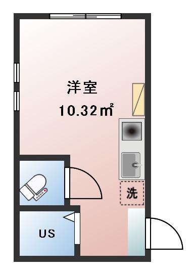 ルームズ笹塚 B棟(ワンルーム/1階)の間取り写真