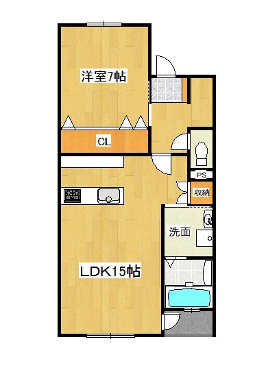 ホームアドバンス羽白C(1LDK/2階)の間取り写真