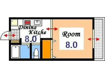 成広矢原コーポV(1K/2階)の間取り写真