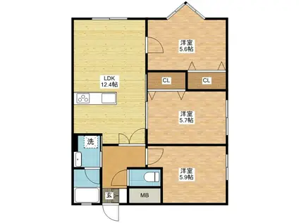 A-FLAT(3LDK/1階)の間取り写真