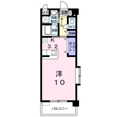 ラフレシール秋根(1K/3階)の間取り写真