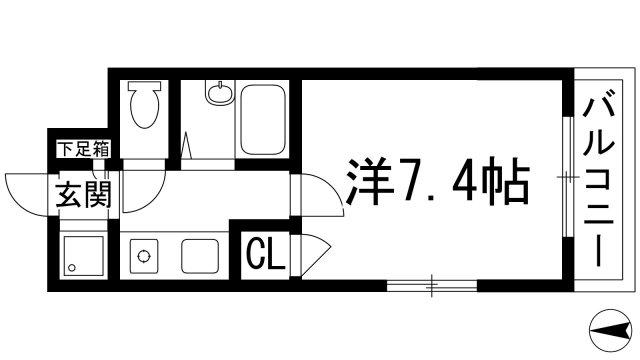 シティハウス仁川Ⅱ(1K/2階)の間取り写真