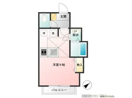 F浜田山(1K/2階)の間取り写真