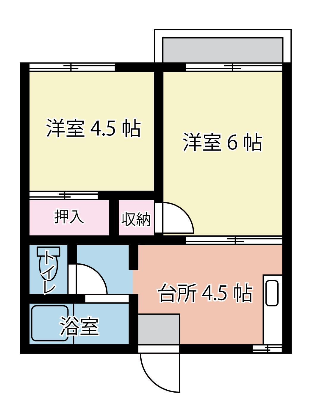 森宿ハイツ(2K/2階)の間取り写真