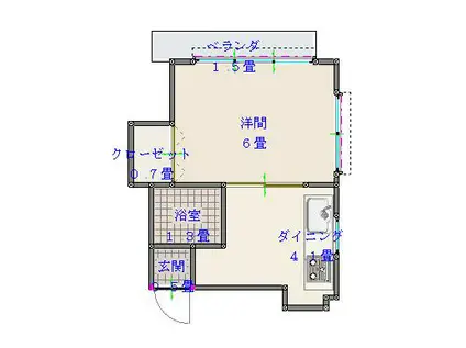 荒木ビル(1K/3階)の間取り写真