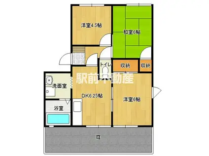 キャトル六座(3DK/1階)の間取り写真