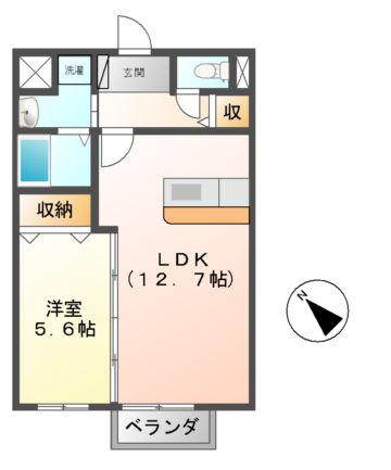 ルーチェ塚本(1LDK/1階)の間取り写真