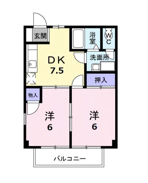 エトワール(2DK/1階)の間取り写真