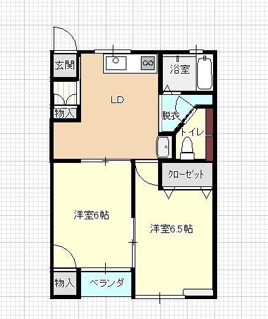 ハイツサニーサイド(2DK/1階)の間取り写真
