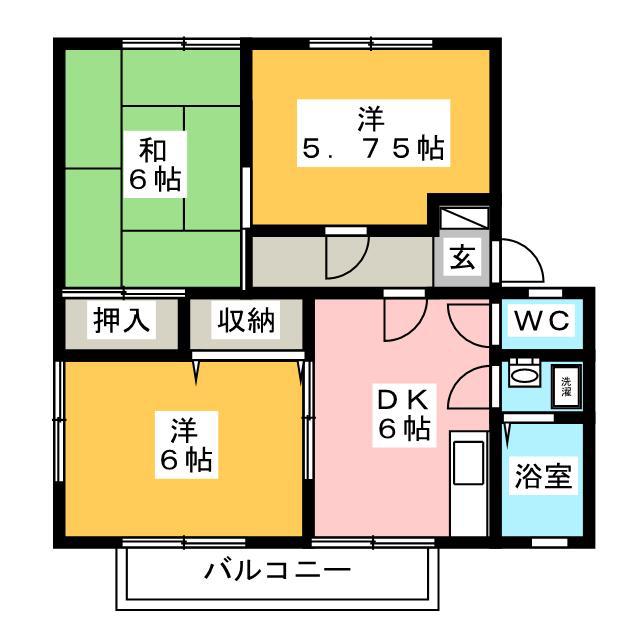 サンビレッジ上松(3DK/2階)の間取り写真