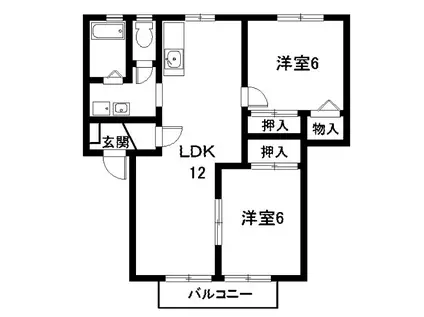 フレグランス新栄 A棟(2LDK/1階)の間取り写真