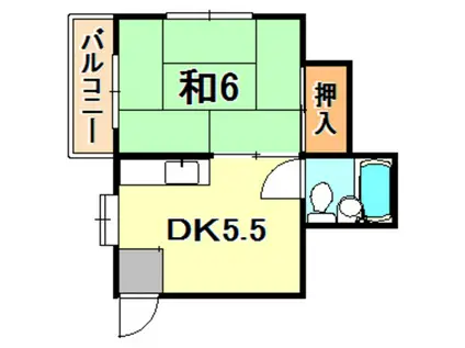 第一ハイツ(1DK/2階)の間取り写真