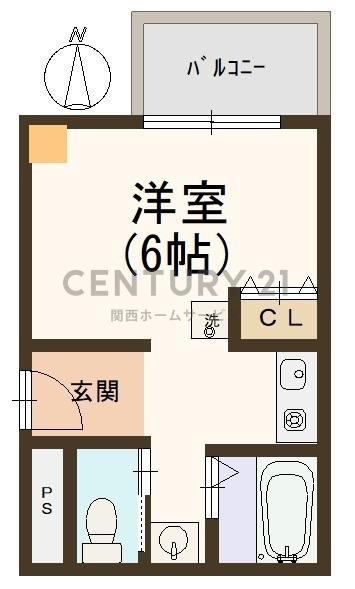 HAL高槻弐番館(ワンルーム/1階)の間取り写真