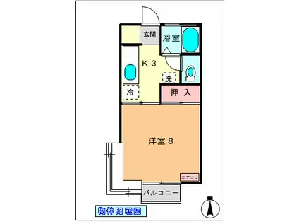 阿武隈急行 角田駅 徒歩25分 2階建 築31年(1K/1階)の間取り写真