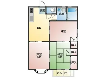 コンフォート21(3DK/1階)の間取り写真