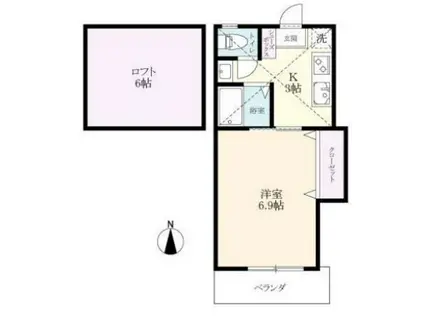 ビオス成章(1K/1階)の間取り写真