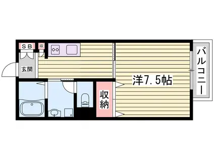 インステージ繁昌IID(1K/1階)の間取り写真