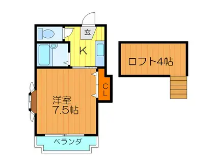 エクセル小林(1K/3階)の間取り写真