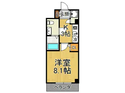 ガゼルノア宝塚武庫川(1K/3階)の間取り写真