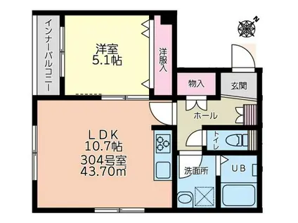 GRAN HERME(1LDK/3階)の間取り写真