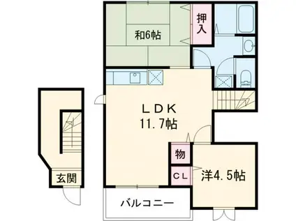 プランドゥ鳥栖II(2LDK/2階)の間取り写真